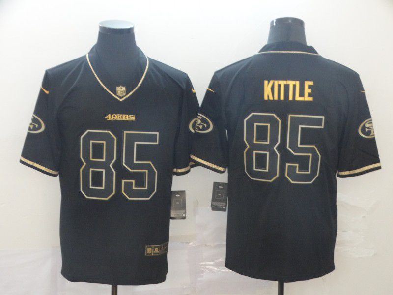 Men San Francisco 49ers #85 Kittle Black Retro gold character Nike NFL Jerseys